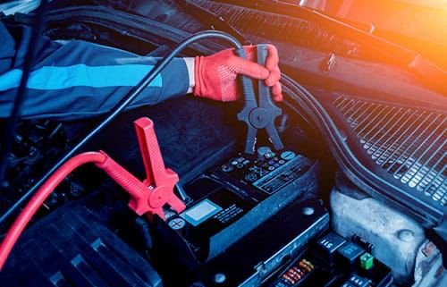 Car Battery Connected with Jump Starter